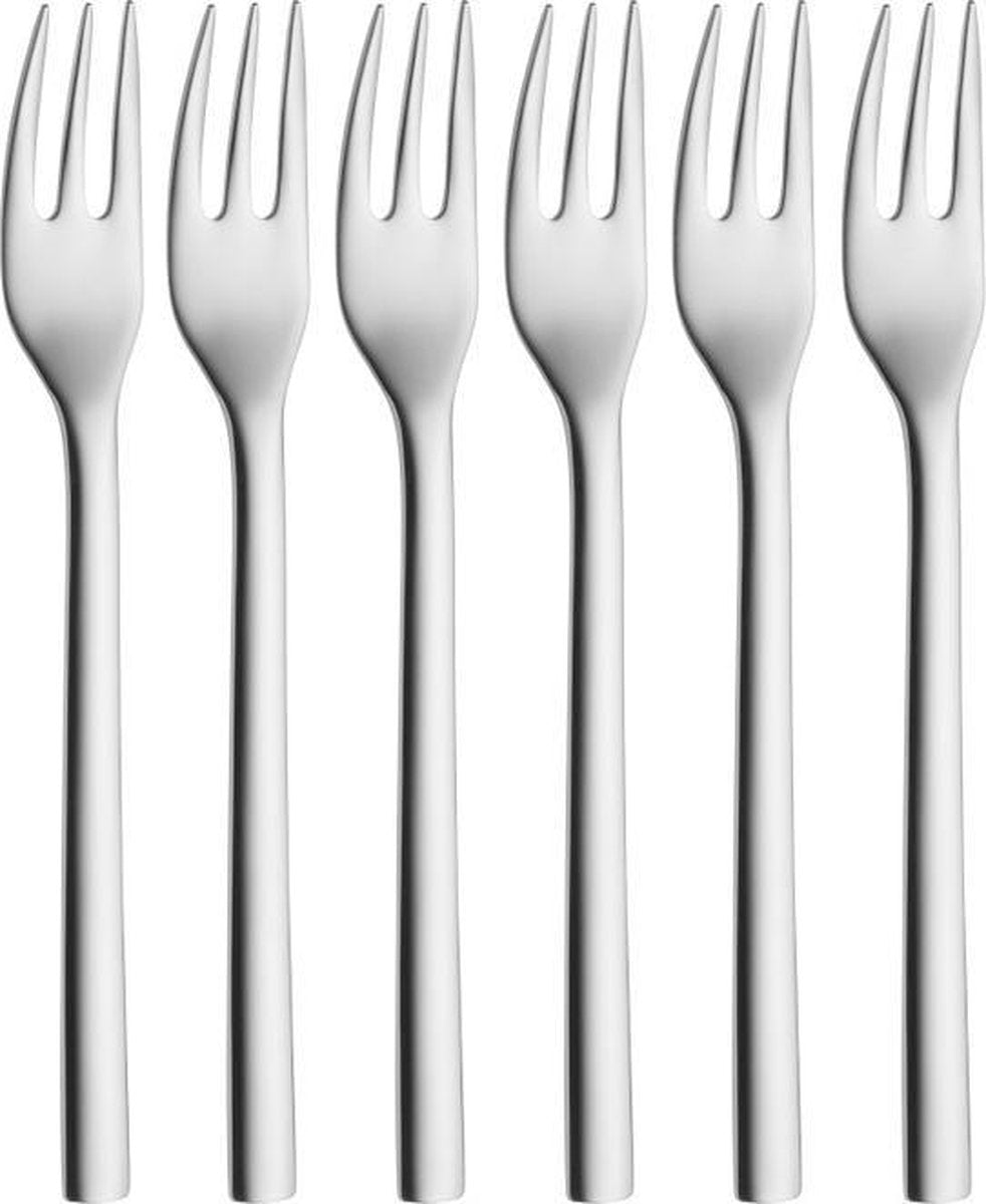 Wmf nuova - fourchettes à gâteau - 6 pièces - acier inoxydable - design élégant - va au lave-vaisselle
