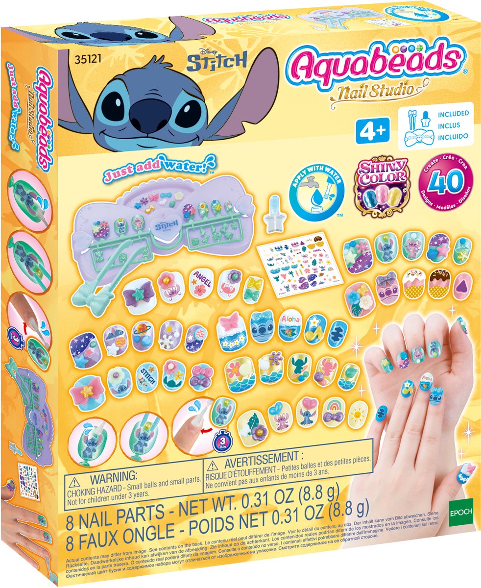 Kit de créateur Aquabeads Stitch Nail Studio - Ongles pour enfants - à coller à l'eau