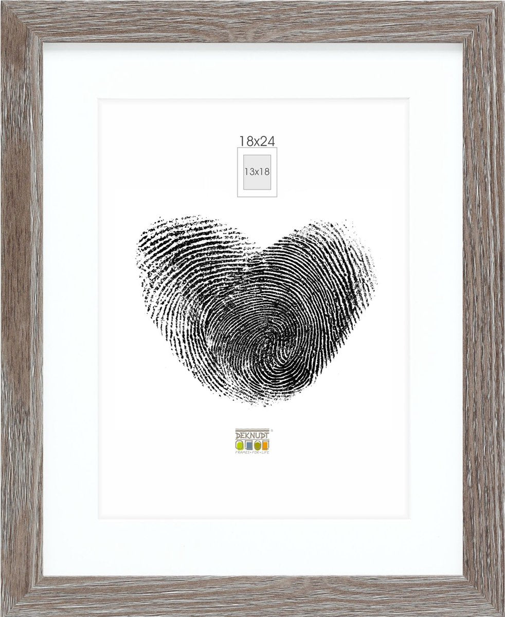 Cadre photo Deknudt frames - gris avec passe-partout - 13x18 18x24 cm