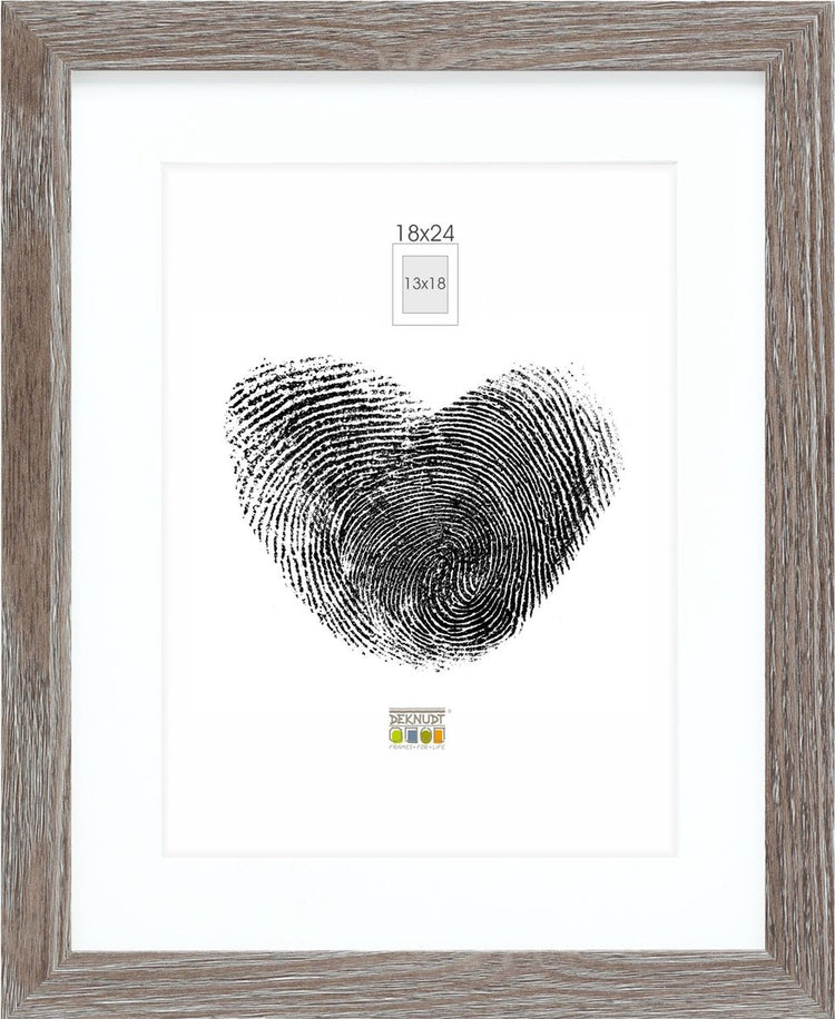 Cadre photo Deknudt frames - gris avec passe-partout - 13x18 18x24 cm