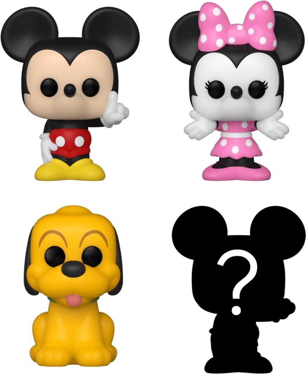 Funko Mickey Minnie Pluto et Mystery Chase - Bitty Pop ! - figurine Disney Classics - 2 cm - lot de 4
