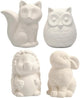 Creativ company tirelire animal, hibou, renard, hérisson, lièvre, h : 9-10 cm, blanc, 4 pièces 1 boîte