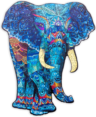 Puzzle en bois Engelhart éléphant - 178 pièces de puzzle uniques - Puzzle en bois de taille A4 - Jeu de puzzle d'animaux - Jeu de réflexion stimulant - Avec étui de rangement -