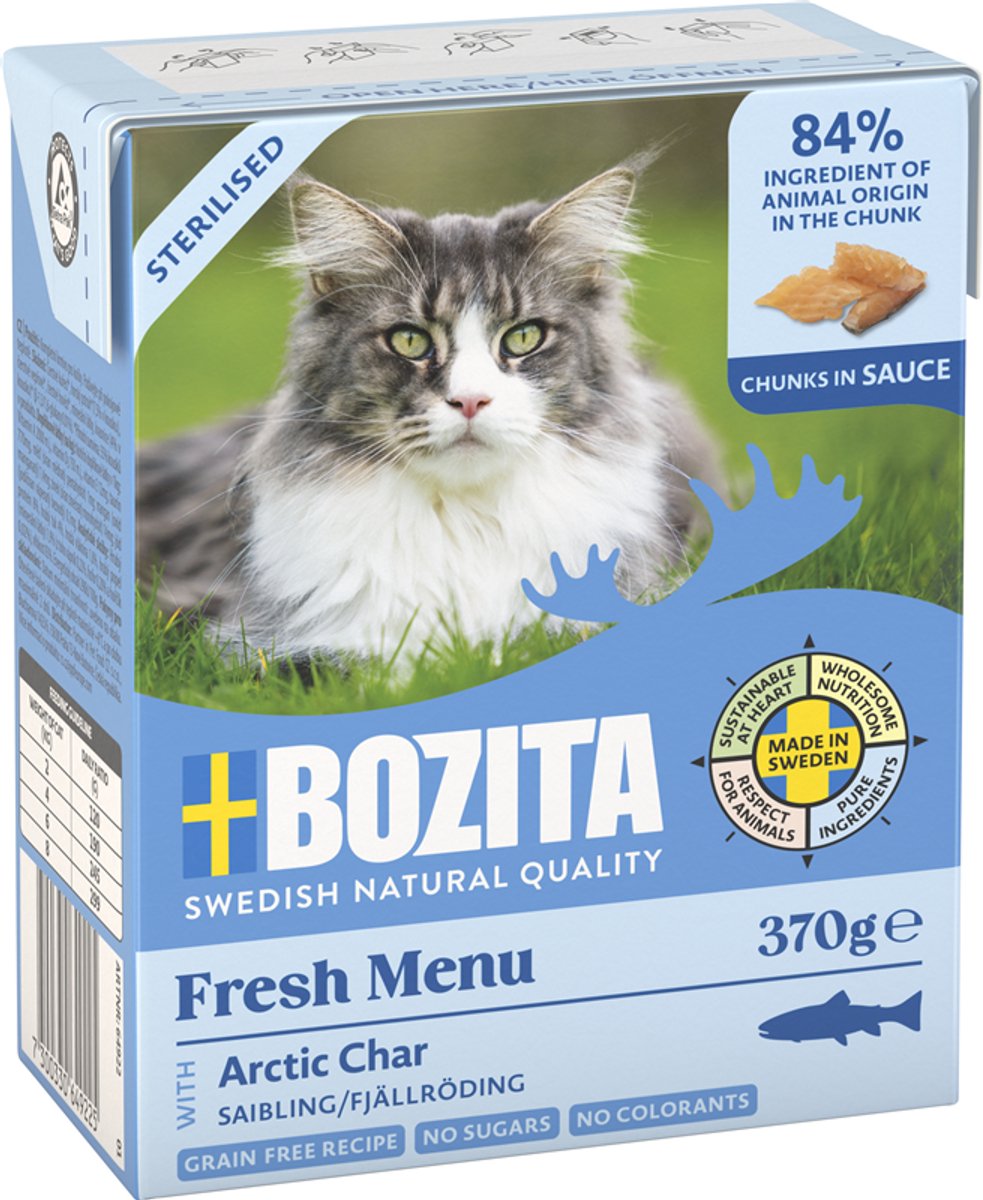 Chat Bozita - morceaux de tetra recard en sauce stérilisés 370g - avec omble