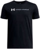 Under armour ua b logo wordmark ss chemise de sport unisexe - noir - blanc - gris