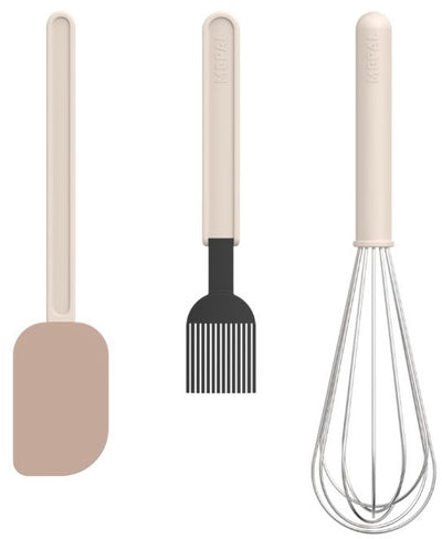 Mepal set de pâtisserie 3 pièces (grande spatule + pinceau + grand fouet) chef it - set pour boulanger - résistant à la chaleur - passe au lave-vaisselle - ustensiles de cuisine - craie