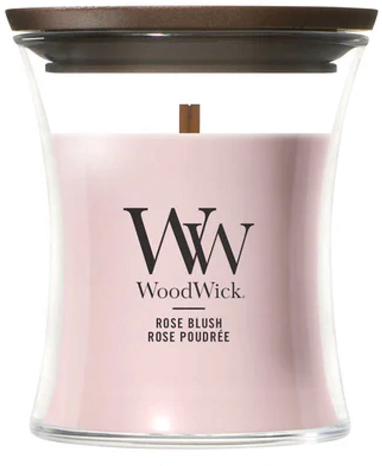 Sablier Woodwick - blush rose - mini bougie parfumée - jusqu'à 30 heures de combustion