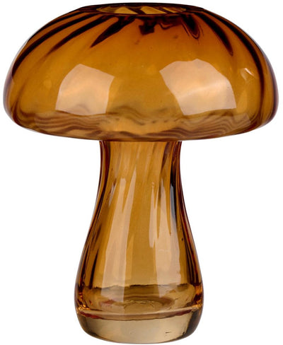 Arti casa vase en verre champignon - vase ambre pour la décoration intérieure - vase moderne pour fleurs ou accessoires - ø12 x 13 cm - ambre