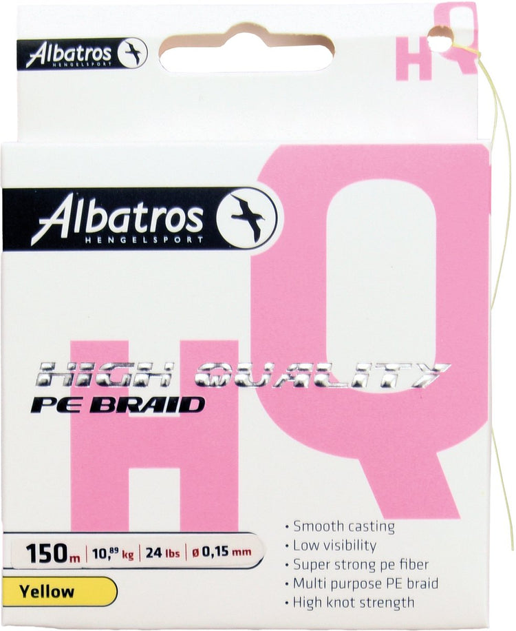 Tresse Albatros de haute qualité - fil de pêche - 0,18 mm - 150 m - jaune