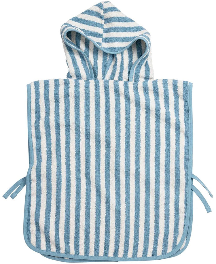 Meyco bébé poncho de bain à rayures grasses - tissu éponge jacquard - bleu jeans - 1-3 ans