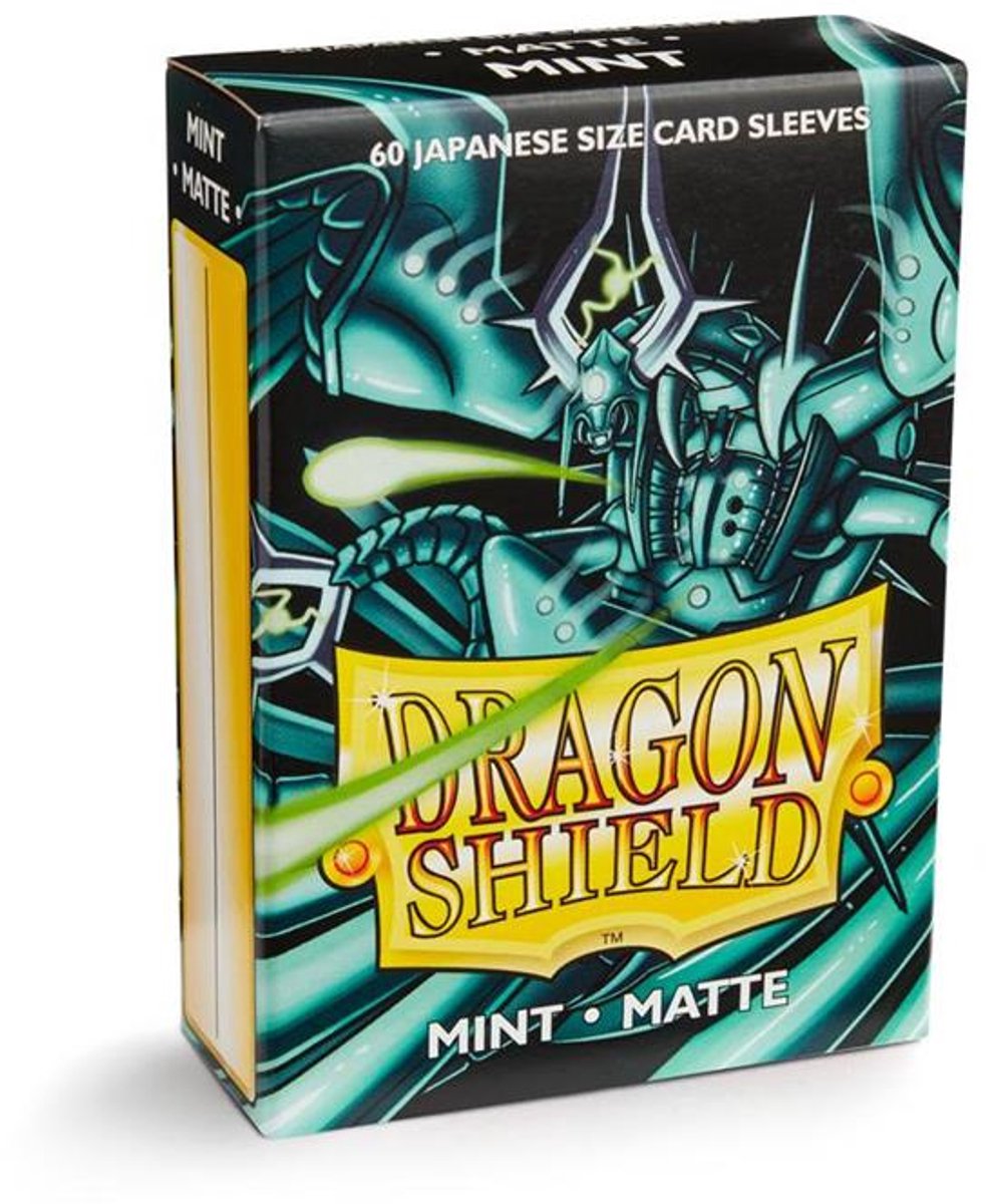 Pochettes pour cartes Asmodee bouclier dragon : menthe japonaise mate (59x86mm) - 60 pièces
