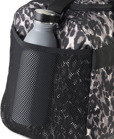 Puma challenger aop petit sac de sport sac de sport unisexe - gris souris-crème beurre-léopard aop