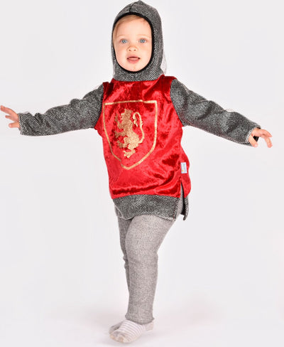Costume de chevalier Den Goda Fen rouge avec capuche 98-104.