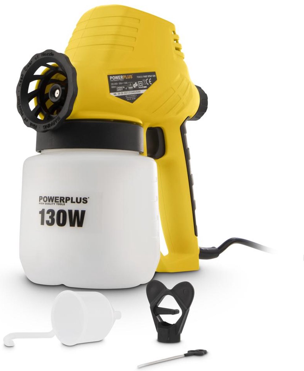 Powerplus electric paint gun powx351 - 130 w paint spray gun of 800 ml - for primer, paint, varnish, oil and stain