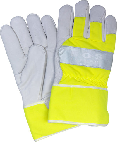 Gants de travail All Ride avec autocollant réfléchissant - gants de sécurité - gants de jardin - cuir véritable - gris jaune