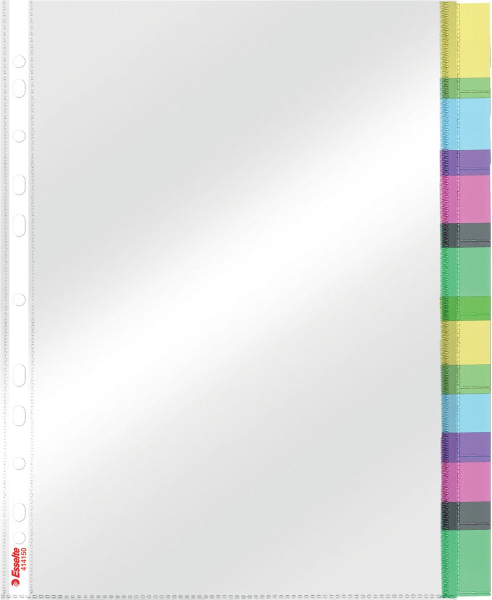 Sac de présentation Esselte premium a4 index - en plastique avec 8 onglets - 80 microns - transparent