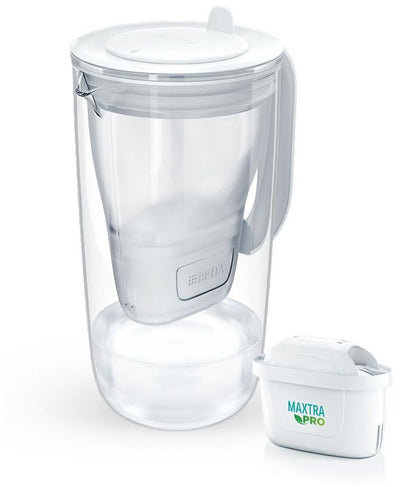 Brita glass mx pro pure - carafe filtrante à eau - 2,5 l - avec 1 filtre maxtra pro - verre - gris