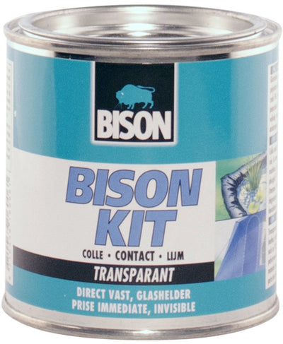 Bison kit® boîte transparente 250 ml, transparente, forte, colle de contact universelle, résistante à l'humidité, résistante au gel, -40°c à +70°c, facile à utiliser, pour d'innombrables réparations