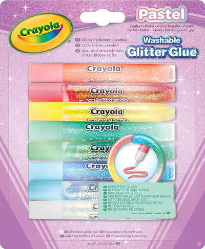 Crayola - pastel - colle artisanale - colle pailletée lavable couleurs pastel - 8 pièces - pour enfants