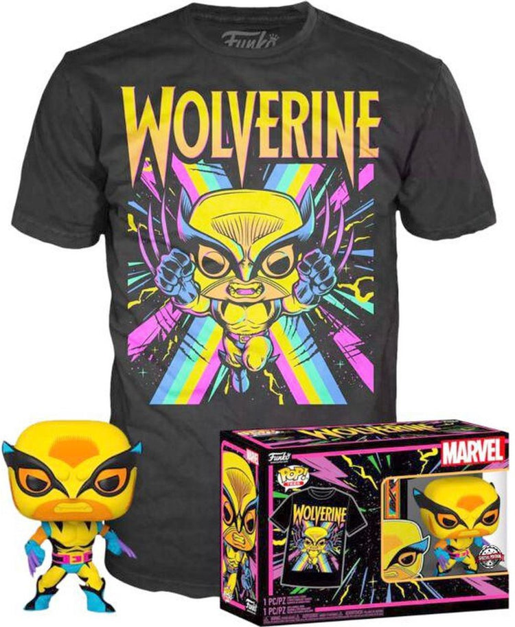 Marvel funko the xmen ensemble de t-shirts à collectionner -s- pop ! tee box wolverine blacklight noir