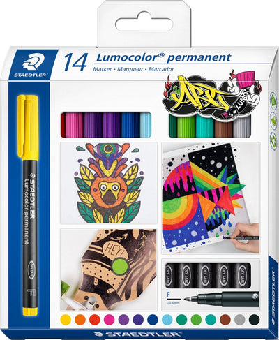 Staedtler lumocolor stylo permanent f - set de 14 couleurs