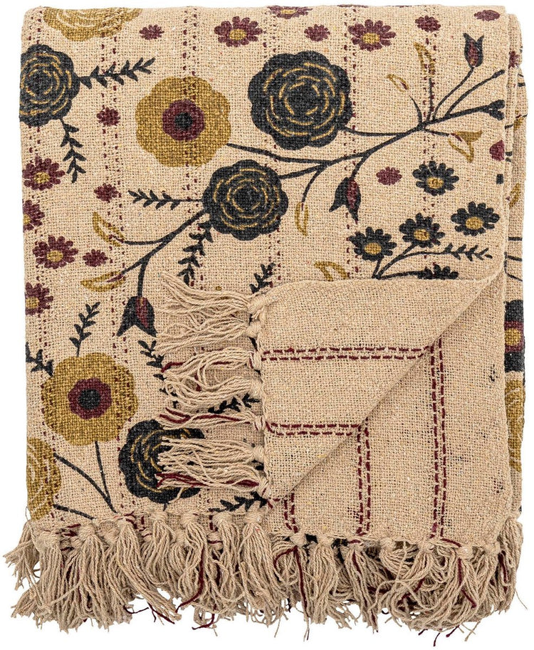 Bloomingville plaid coton recyclé nature eydis 130x160cm
