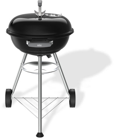 Bouilloire compacte Weber - grille ø 47 cm - barbecue au charbon de bois - noir - bac à cendres - 2 roues durables et résistantes aux intempéries - crochet de couvercle pratique - résistant aux rayures et à la rouille