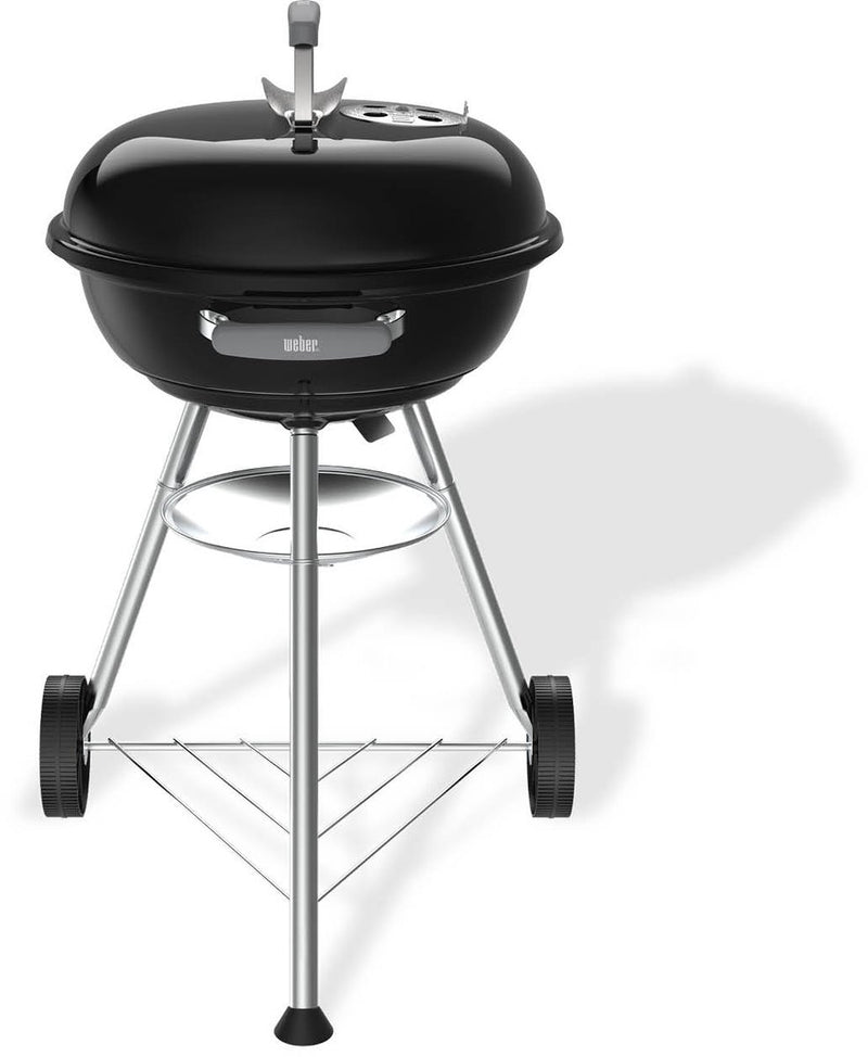 Bouilloire compacte Weber - grille ø 47 cm - barbecue au charbon de bois - noir - bac à cendres - 2 roues durables et résistantes aux intempéries - crochet de couvercle pratique - résistant aux rayures et à la rouille
