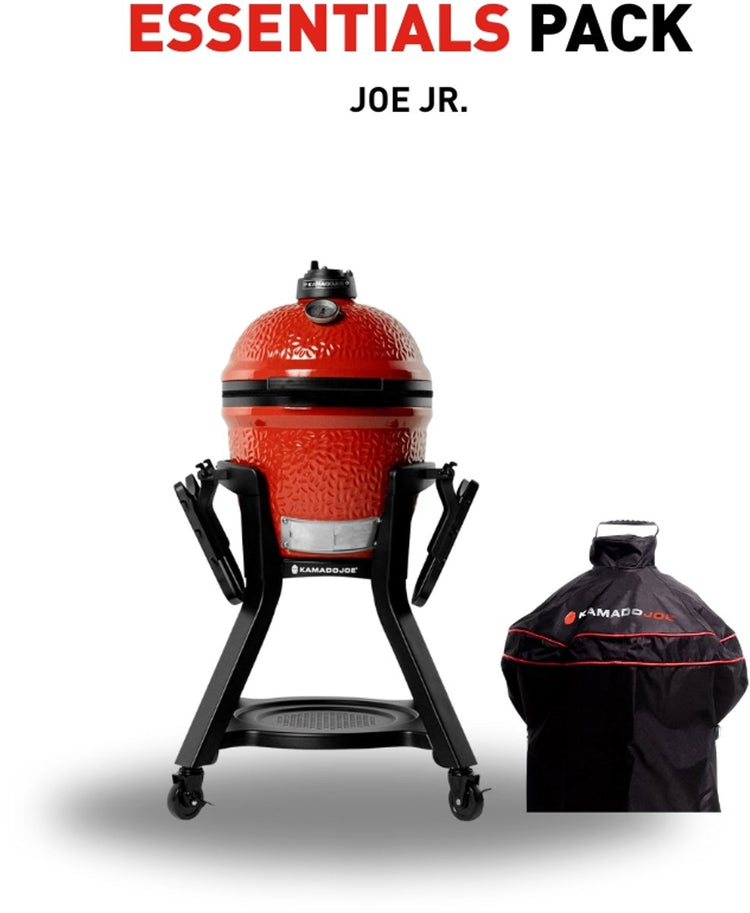 Kamadojoe kamado joe® joe junior set complet – BBQ kamado compact en céramique ø34 cm avec socle et couvercle – barbecue au charbon de bois pour balcon, camping et terrasse