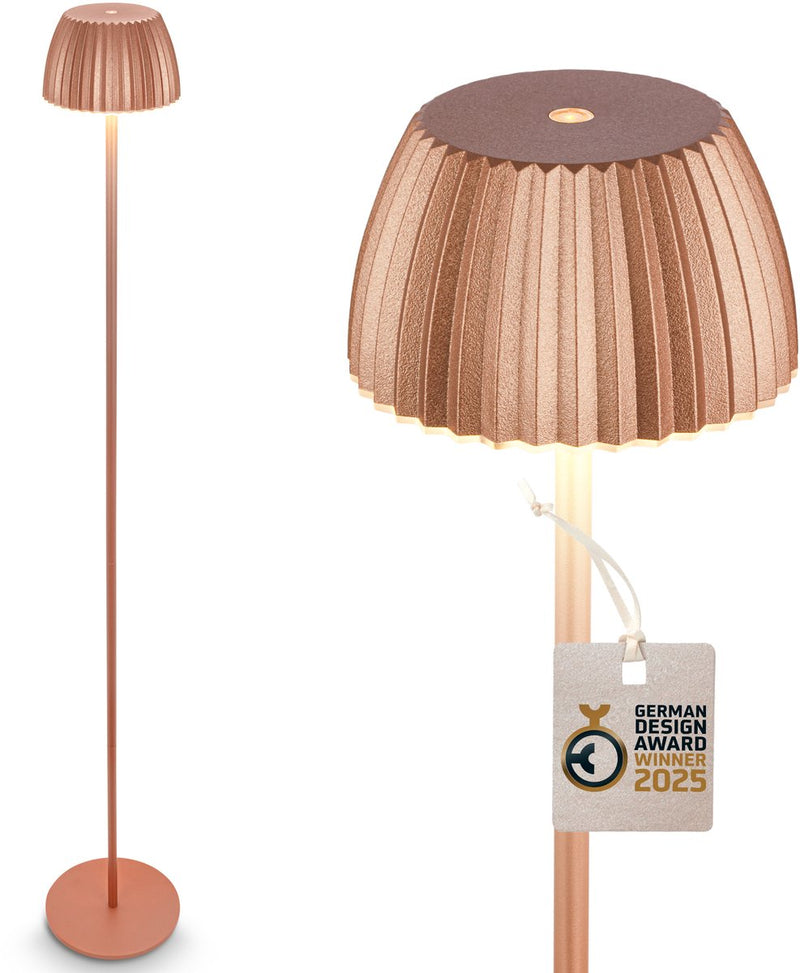 B.k.licht briloner champ - lampadaire rechargeable - lampe sur pied sans fil - dimmable - réglable en hauteur - pour intérieur et extérieur - couleur cuivre - ø19 x 124 cm
