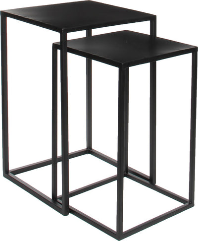 Mica decorations 2x tables d'appoint supports pour plantes goa 35 x 35 x 55 cm - porte-plantes en métal noir table pour plantes - accessoires pour la maison