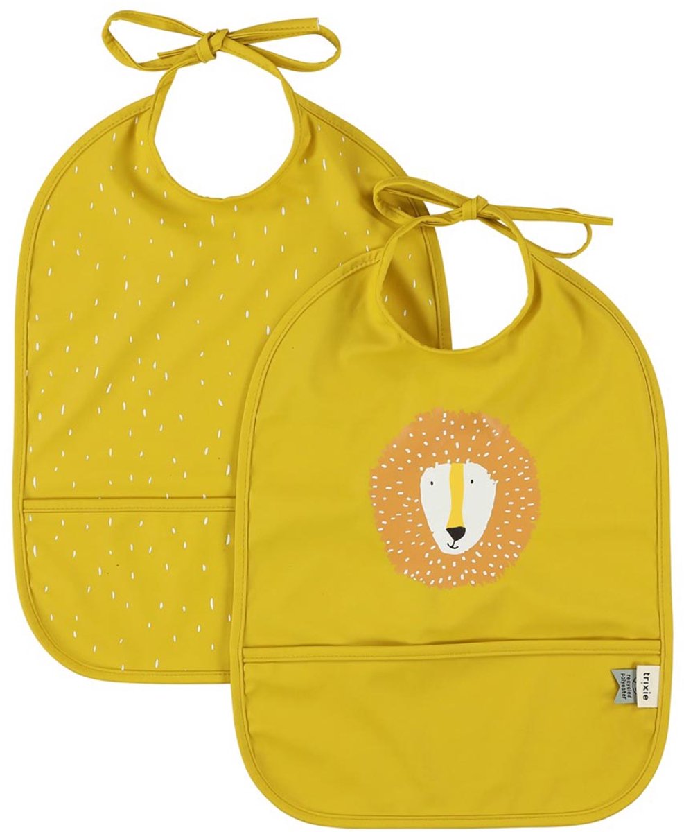 Trixie bavoir lavable 2-pack mr. lion - bavoir pour enfants - 100% polyester recyclé - facile d'entretien - jaune