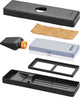 Fiskars Kit d'affûtage de couteaux - Pierre à aiguiser Premium - Pierre à aiguiser pour couteaux - Avec deux puissances d'affûtage, guide d'angle d'affûtage et cuir de polissage