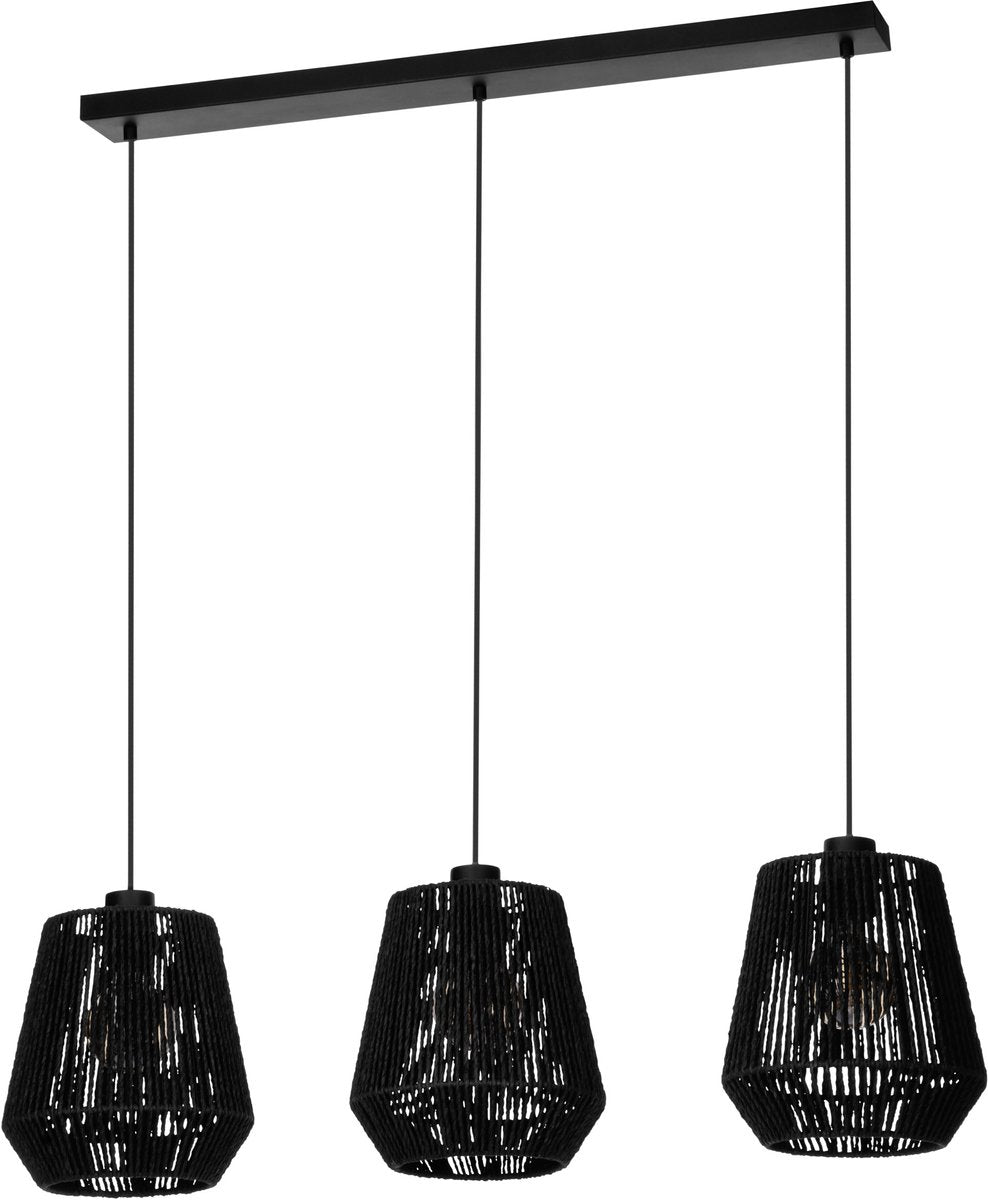 Lampe à suspension Eglo persley - e27 - 92 cm - noir - papier