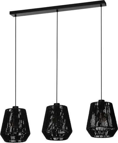 Lampe à suspension Eglo persley - e27 - 92 cm - noir - papier
