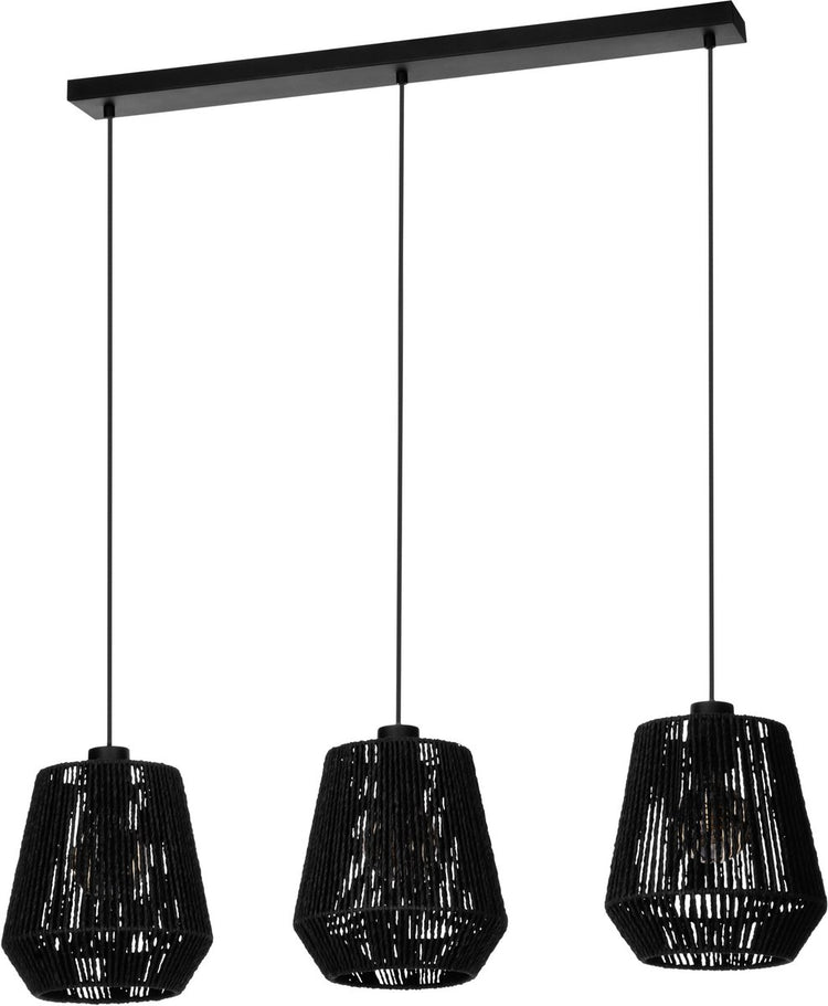 Lampe à suspension Eglo persley - e27 - 92 cm - noir - papier