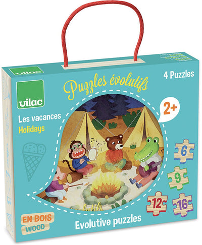Vilac puzzle vacances puzzle progressif en bois 4 pièces.