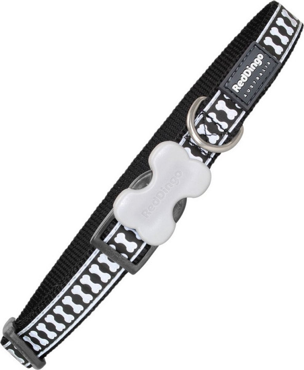 Collier pour chien Red Dingo os réfléchissants noir (1,2 x 20-32 cm)