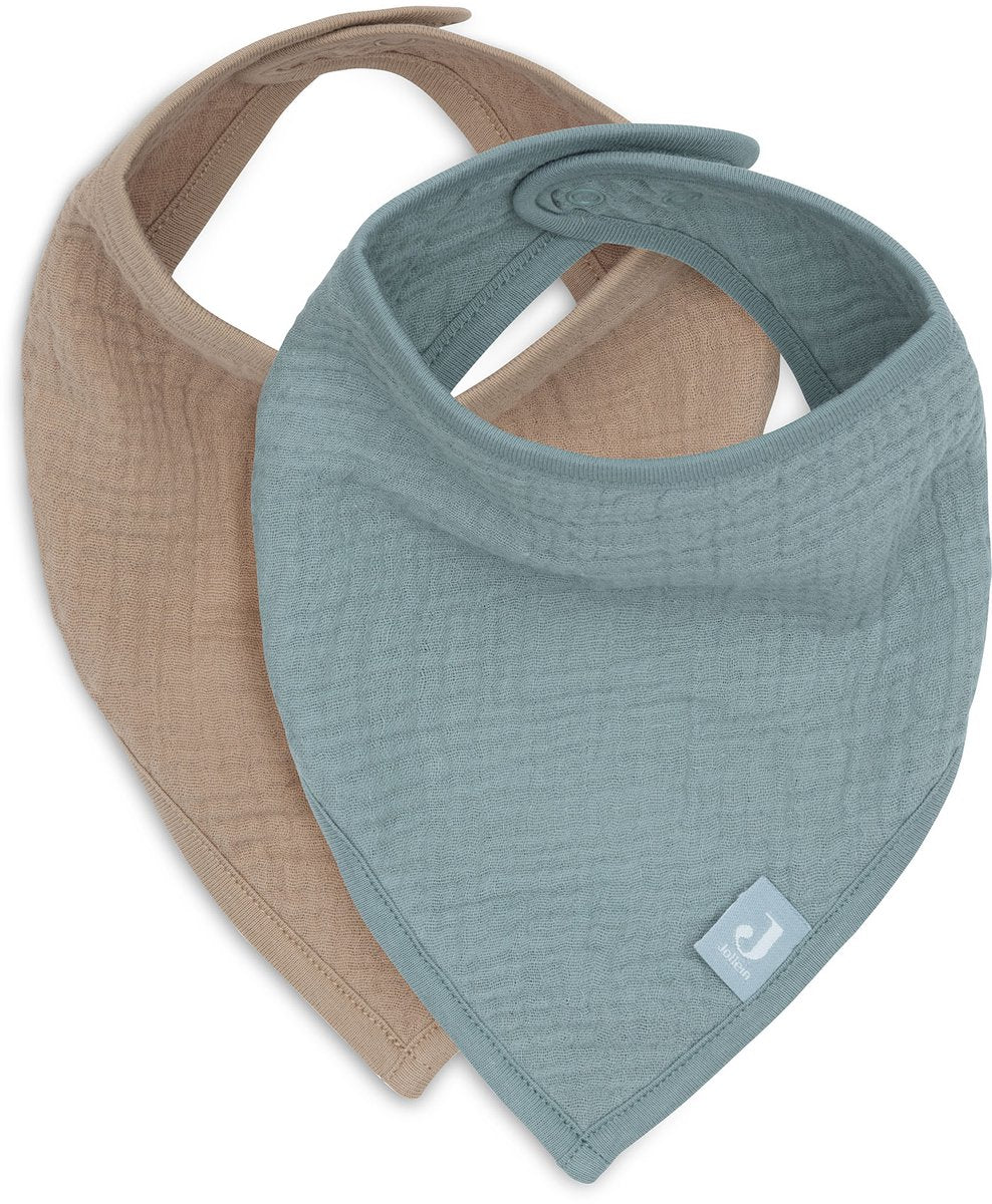 Jollein bavoir bébé bandana - hydrophile - bavoirs bébé - 2 pièces - biscuit vert d'eau