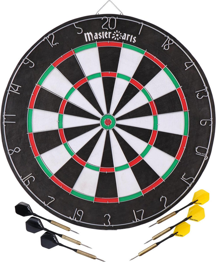 Cible de fléchettes Masterdarts avec tableau d'affichage - ø 45 cm - comprenant 6 flèches et marqueur