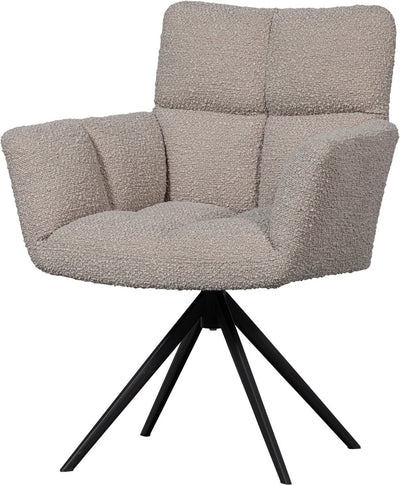Chaise pivotante Woood Vinny avec accoudoirs - bouclé - sable - 89x70x61