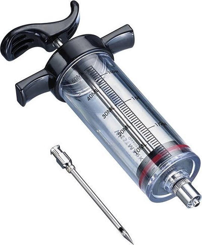 Seringue à marinade Westmark avec aiguille amovible, longueur : 22,5 cm, avec échelle jusqu'à 50 ml, plastique inox, noir transparent, 61422280