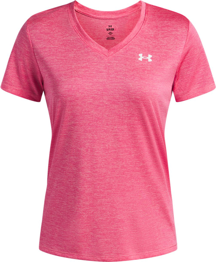 Under armour tech ssv - t-shirt de sport femme twist - rose - blanc