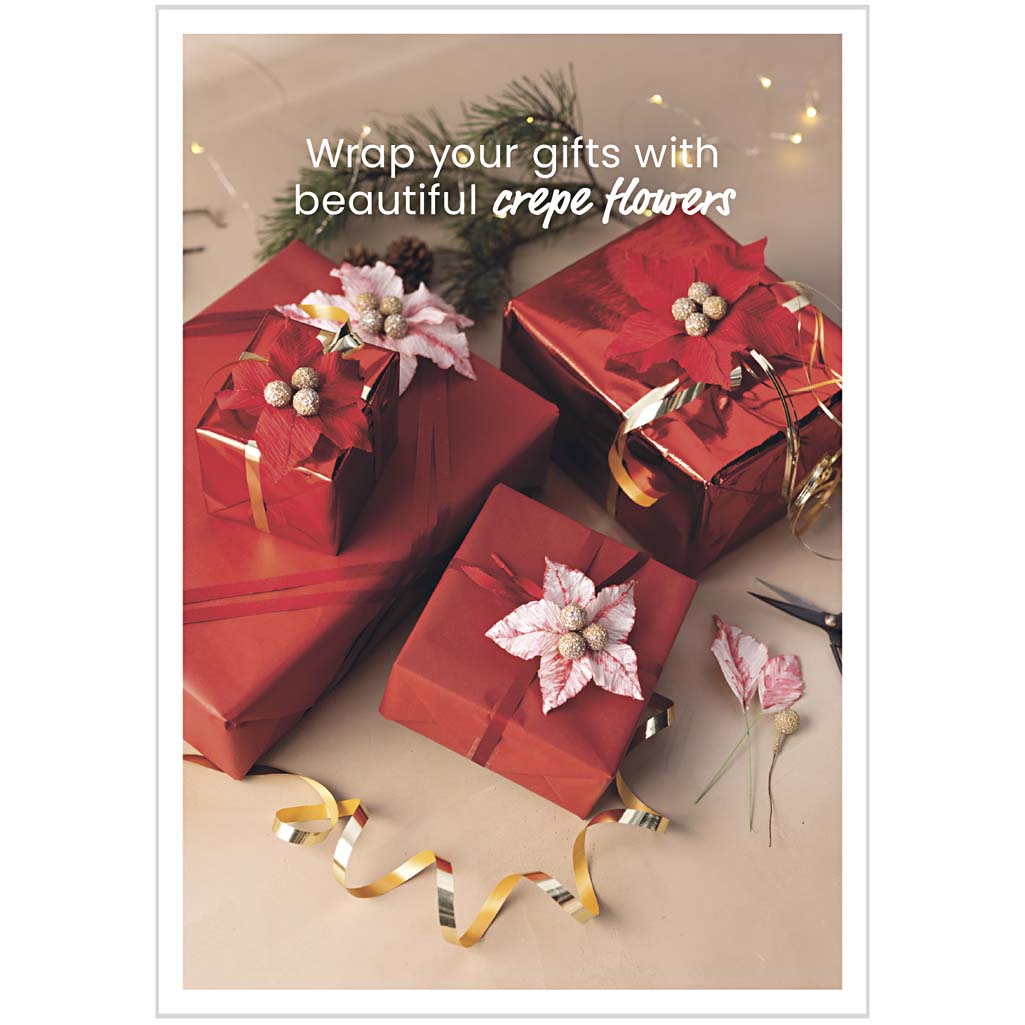Carte postale d'entreprise Creativ, cadeaux dans un emballage rouge avec fleur en crêpe, a5, feuille 14,8x21 cm, 1 pièce