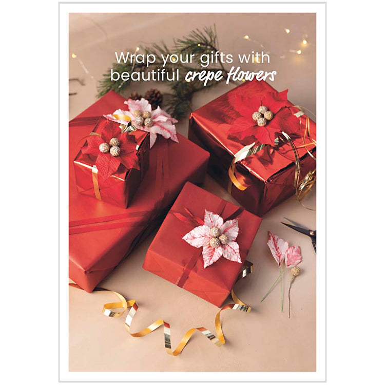Carte postale d'entreprise Creativ, cadeaux dans un emballage rouge avec fleur en crêpe, a5, feuille 14,8x21 cm, 1 pièce
