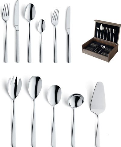 Amefa Martin - Ménagère 78 pièces - pour 12 personnes - brillant - couleur argent - dans un luxueux coffret en bois