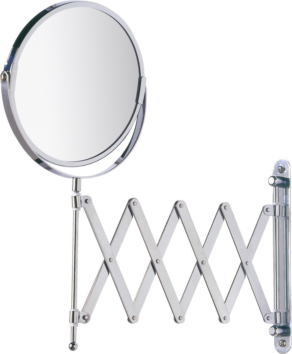 Wenko miroir de rasage mural exclusif ø17cm double face télescopique chrome grossissant 3x - miroir de salle de bain - miroir de maquillage modèle mural extensible - miroir grossissant - miroir cosmétique avec bras harmonica