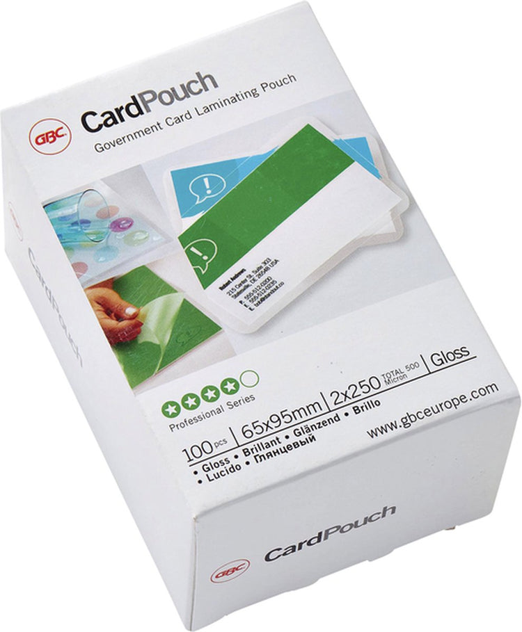 Pochette de plastification Gbc - format 65x95mm - 2x250 microns - paquet de 100 pièces