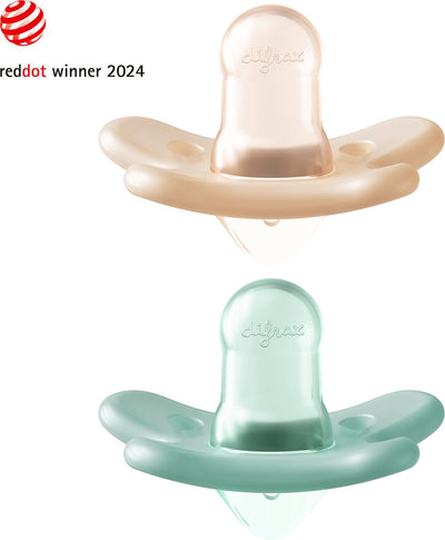 Sucette en silicone Difrax - prématuré - orange aqua - 2 pièces