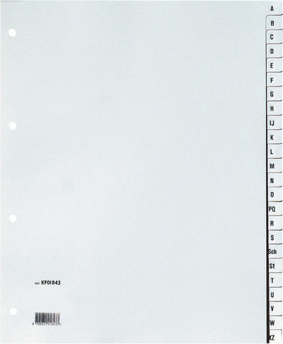 Onglets alphabétiques Q-connect, a4, pp, 24 onglets, gris